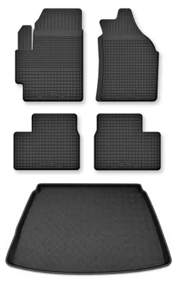 Productafbeelding van Rubberen automatten + kofferbakmat voor Toyota Yaris Cross vanaf 2022 – 5-delig, zwart, op maat – Wielganizator Semi-Universal