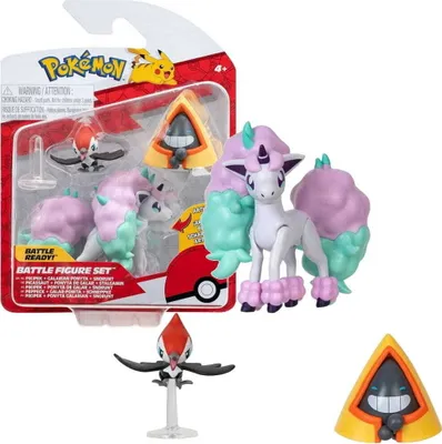 Immagine prodotto di Set di figurine da battaglia Pokémon - Confezione da 3: Peppeck, Schneppke, Ponita di Galar