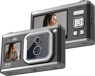 Produktbild von Andoer 2,88 Zoll tragbare Digitalkamera, Kompaktkamera, 50 MP, 4K Ultra HD, 16-facher Zoom, Autofokus, Selbstausloeser, Anti-Verwackelung, mit 2 Stueck Batterien, 32 GB Speicherkarte, tolles Geschenk fuer Kinder, Jungen, Maedchen, Erwachsene, Teenager, Studenten