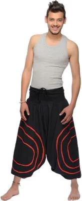 Produktbild von Simandra "Cercles" Haremshose Pump Aladin Pluder Yoga Goa Sarouel Aladin Freizeit Herren, rot S/M