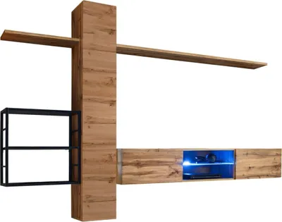 Image de Ensemble meubles de salon style industriel SWITCH M5. Coloris chêne.