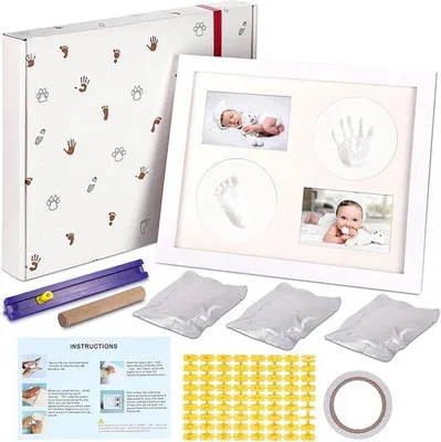 Produktbild von Famanu Babyfotoliste Set mit Hand- und Fußabdruck-Kit - für Neugeborene