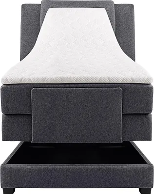Produktbild von Boxspringbett mit Bettkopfteil + elektrischem Untergestell mit Relaxfunktion + Matratze + Topper - 100 x 200 cm - Stoff - Anthrazit - CASTEL II von PALACIO