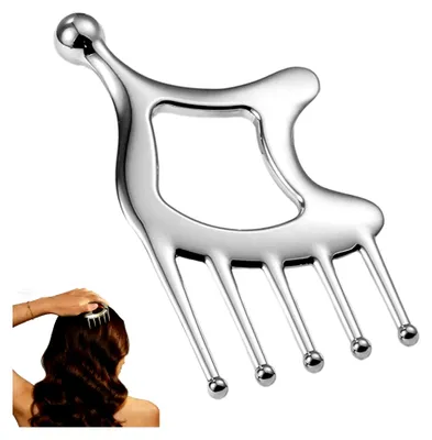 Produktbild von Tragbares Kopfhautmassagegerät aus Zinklegierung, Gua Sha Werkzeug für Akupressur und Faltenreduktion