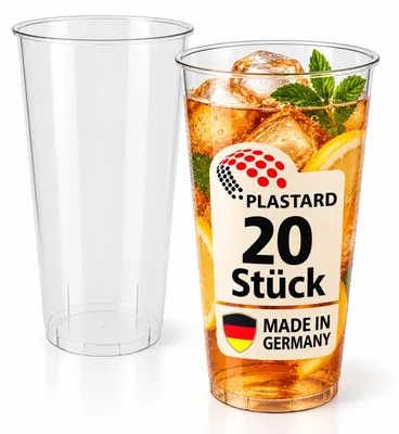 Produktbild von Plastard Trinkbecher Mehrweg 500 ml Transparent 20 Stück BPA-frei, KI-generiertes Bild