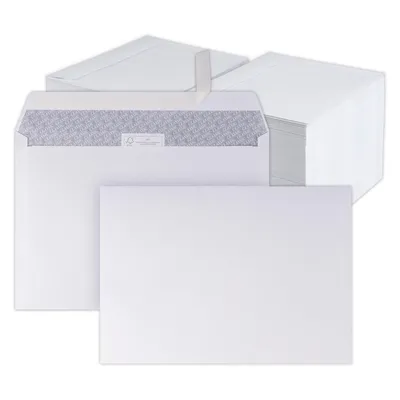 Image de 100 pièces Enveloppes - C5 Enveloppes sans fenêtre - 162x229 mm - Enveloppes d'expédition - blanc - fermeture adhésive Haftfix - Enveloppes - Papier