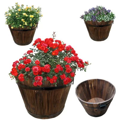 Produktbild von Holz Pflanzkasten | Pflanzkübel | Kräuterbeet | Pflanzkübel | Pflanzentopf | Balkonkasten | Holzkübel | Dekokasten | Dekokübel | Größe M = 31,5cm - Höhe 25cm