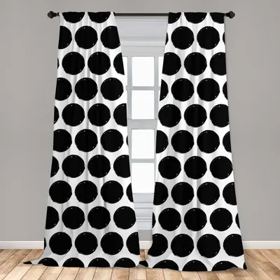 Produktbild von Abakuhaus, Fenstervorhänge, Grungy Runde Formen, 2-Panel-Set, 150 x 245 cm