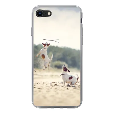Produktbild von MuchoWow® Handyhülle Schutzhülle Hülle für iPhone SE 2022 Hund - Zweig - Sand Silikon Softcase Handy Hülle - Schutzhülle