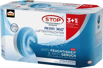 A product box for Pattex Aero 360° Luftentfeuchter (air dehumidifier) refill tabs.