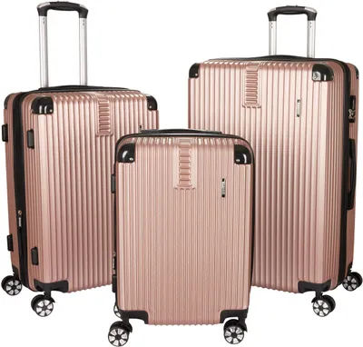 Produktbild von BRUBAKER Kofferset London - 3 teiliges Reisekoffer Set inklusive Handgepäck - Hartschalen Koffer mit Zahlenschloss, 4 Rollen, Set, Roségold