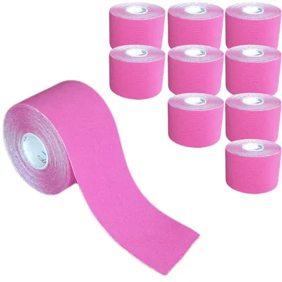 Produktbild von 10 Rollen - Tapefactory24 Getting Started Kinesiologie Tape 5cm x 5m - pink, Tapes Taping Klebeband Tapeverband Bandage wasserfest