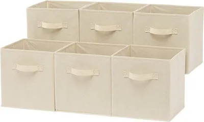 Immagine prodotto di Organizer pieghevole in tessuto con manici - Beige - 266 x 266 x 279 cm - 6 pezzi
