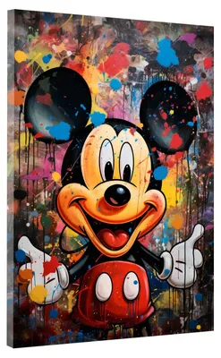 Produktbild von Mickey Comic Pop Art Leinwandbild Wandbild Kunstdruck XL Deko: 30x40x2cm