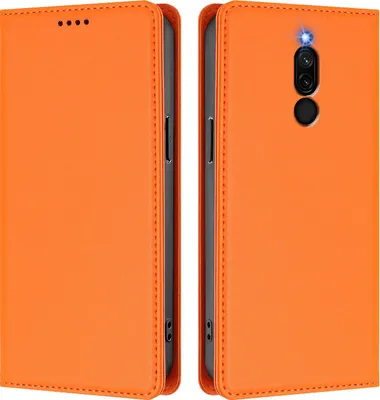 Image de Etui en cuir pour Xiaomi Redmi 8/Redmi 8A, étui magnétique en cuirPolyuréthaneavec support Orange