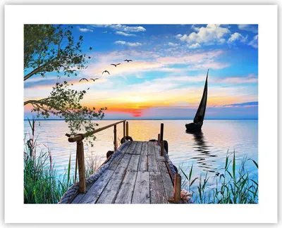 Produktbild von Poster - Poster ohne Rahmen - Brücke See - 50x40 cm - Wand Bild - Wanddeko - Wandbilder - Kunstposter - Wandposter - Bilder - Kunstdruck - Wanddekoration - Wandbild - P2XAA50x40-4115
