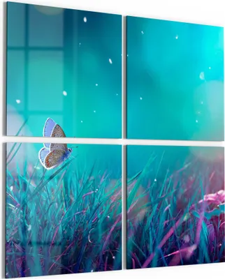 Produktbild von DEQORI Glasbild Echtglas 4x50x50 cm 'Märchenhafte Wiese' Wandbilder XXL groß