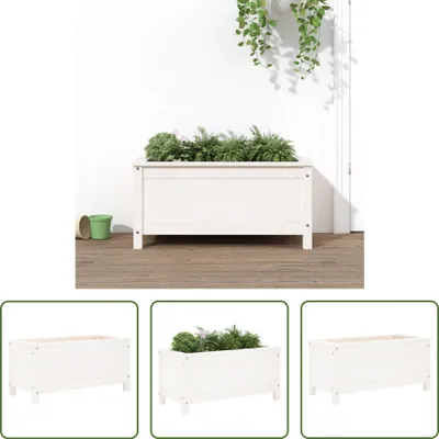 Produktbild von The Living Store Pflanzkübel Weiß 82,5x40x39 cm Massivholz Kiefer