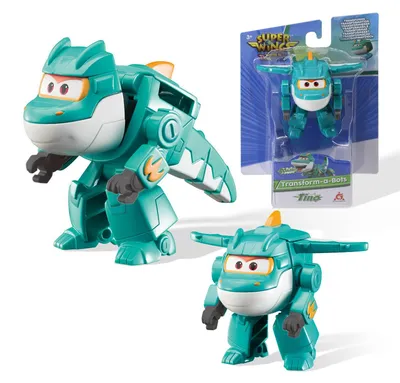 Produktbild von Super Wings Transformable Spielzeug Dinosaurier Tino, ca. 5 cm große, 2-in-1 Verwandlungsspielzeug Dinosaurier-Spielzeug für Kinder ab 3 Jahren Jungen Mädchen, Grün