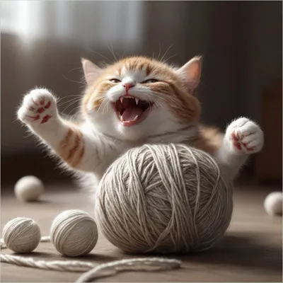 Produktbild von Wallario selbstklebende Möbelfolie/ Tischdecke für Innen und Außen, Größe: 70 x 70 cm - Katze mit Wollknäuel