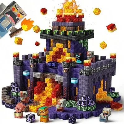 Produktbild von 400 Magnetische Bausteine Vulkanlava – Konstruktionsspielzeug DIY Set für Kinder, sensorisch & kreativ