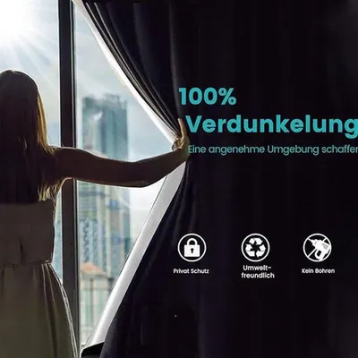 Produktbild von Famanu Verdunkelungsrollo ohne Bohren - 300 x 145 cm, schwarz