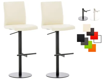 Productafbeelding van CLP Set van 2 barkrukken Cadiz, bekleed met kunstleer, draaibaar en in hoogte verstelbaar, draagvermogen tot 240 kg | Kleur: crème, frame: zwart
