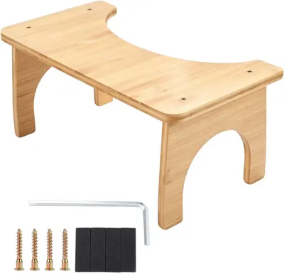 Imagen del producto de Taburete para el inodoro de bambú, diseño ergonómico, 17 cm de altura, plegable, antideslizante, para el baño