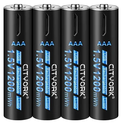 Obrázek produktu pro Dobíjecí lithiová baterie, výstup 1,5 V, nabíjecí konektor USB typu C, 4 kusy baterií AAA