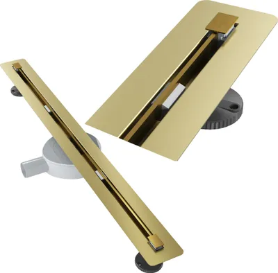 Obrázek produktu pro Tile Line Drain 80 cm ocelová sifonová sprchová vanička Luno Gold