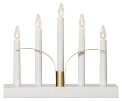 Image de Chandelier Lilja blanc doré à 5 branches, largeur 30 cm