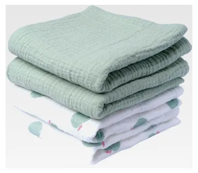 Produktbild von Mulltücher für Babys | Spucktücher – 100% GOTS Baumwolle, 4er-Set (60x60 cm), weich, saugfähig und atmungsaktiv. Vielseitige Spucktücher für Kuscheln, Reinigen und Abdecken