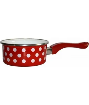 Obrázek produktu pro Rendlík s ručkou červený, puntík 14cm 1lt