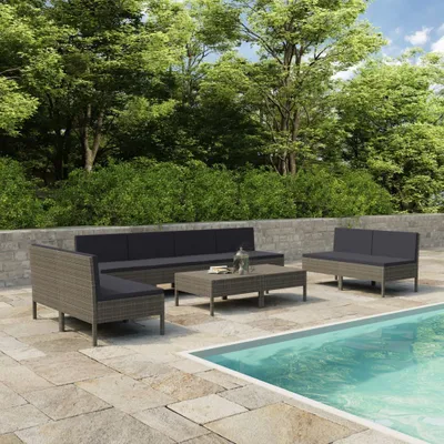 Immagine prodotto di Maison Exclusive - Set da giardino da 10 pezzi con cuscini in rattan sintetico grigio