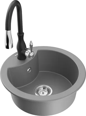 Produktbild von Mexen Diego 1-Becken-Granit-Spüle mit Mischbatterie Savita, Grau - 6512-71-672601-70