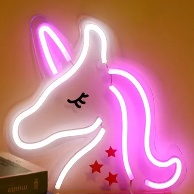 Produktbild von Rosikey LED Neonlicht Schild Unicorn - 30x33cm Einhorn Wanddeko - USB Fantasy Neon Art Geschenke für Mädchen Zimmer Schlafzimmer Dekorationen