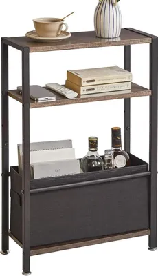 Image de Aibiju Table d'appoint avec espace de rangement Gris foncé Table basse étroite à 3 niveaux