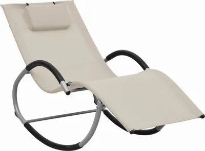 Image de The Living Store Chaise longue avec coussin Crème Textilène