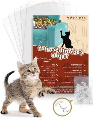 Produktbild von Famanu Kratzschutzfolie für Katzen - 3 Größen - Einseitig klare Kratzschutzband - Möbel Teppiche Türen - 100 Schrauben - 12 Stück