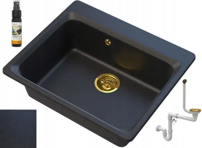 Produktbild von Granitan | Granitspüle ZANTE - Schwarz mit goldenen Sprenkeln - Einzigartiges Design - Hochwertig und langlebig