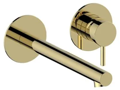 Immagine prodotto di Herzbach SIRO, miscelatore monocomando da parete per lavabo, finitura PVD oro, set di colori, 240 mm, colore: oro