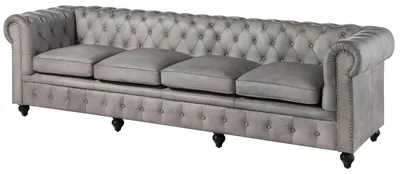 Produktbild von MASSIVMOEBEL24.DE Sofa 4-Sitzer Echtleder 274x82x75 grau CHESTERFIELD #204