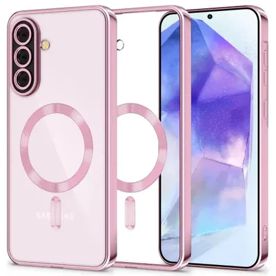 Produktbild von Handyhülle mit Kameraabdeckung für Galaxy A56 5G, Tech-Protect MagFlex für MagSafe, Transparent und Rosa
