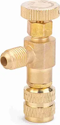 Obrázok produktu pre Plniaci ventil chladiva R410A 1/4 palca - 5/16 palca Medené regulačné ventily prietoku Bezpečnostný ventil z medi a fluóru