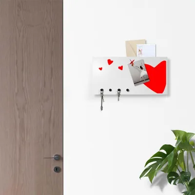 Image de Organiseur mural moderne avec porte-clés et tableau magnétique « Heart »
