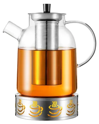 Obrázek produktu pro Konvička na čaj, skleněná, objem 1600 ml, s nerezovou sítkem, vhodná do myčky