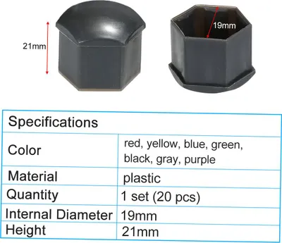 Obrázek produktu pro 20 univerzálních 19 mm krytů matic kol krytky nábojů ochrana šroubů
