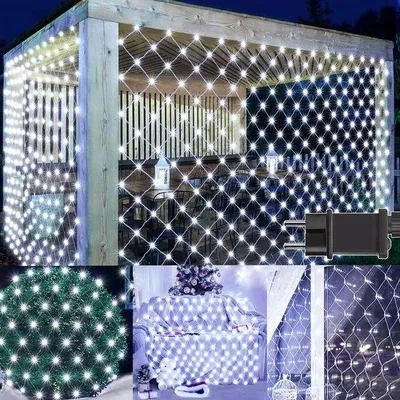 Obrázok produktu pre Biela vianočná svetelná sieť s 200 LED diódami, 3 x 2 m, vodotesná