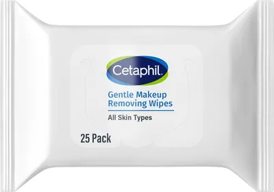 Produktbild von Cetaphil, Sanfte Make-up-Entfernungstücher, für Augen, Lippen und Gesicht, alkoholfrei, parfümfrei, mit Aloe Vera und Kamille, 25 Stück