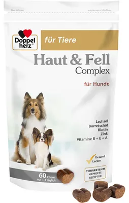 Produktbild von Doppelherz für Tiere Haut & Fell Complex Kautabletten für Hunde, 60 St. Tabletten